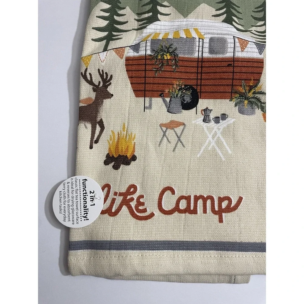 Kay Dee Designs Camping Kitchen Towels Set of 2 Camper Campfire 16x26 Cotton NWT